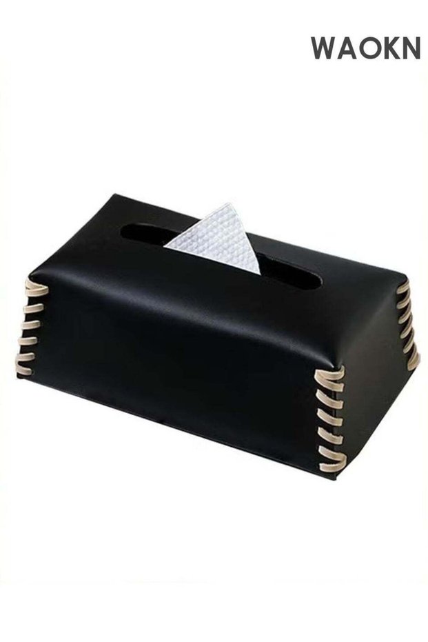 Tissue Box , Leather Living Room Weaving Design Coffee Table Desktop Tissue Box Ornaments ,Suitable