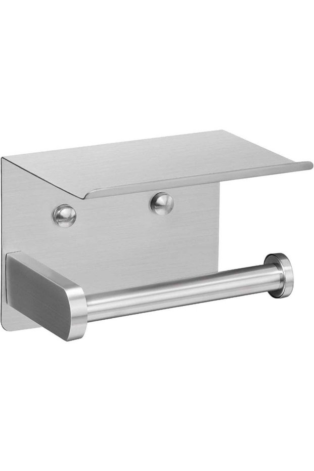 Self Adhesive Toilet Paper Holder with Phone Shelf SUS304 Stainless Steel Wall Mounted Toilet Paper