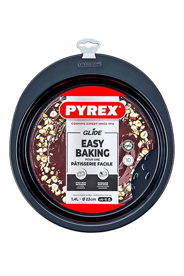 Pyrex Glide Cake Pan 22cm, PFAS-Free Non-Stick Round Cake Tin, Scratch Resistant Bakeware, Ideal fo