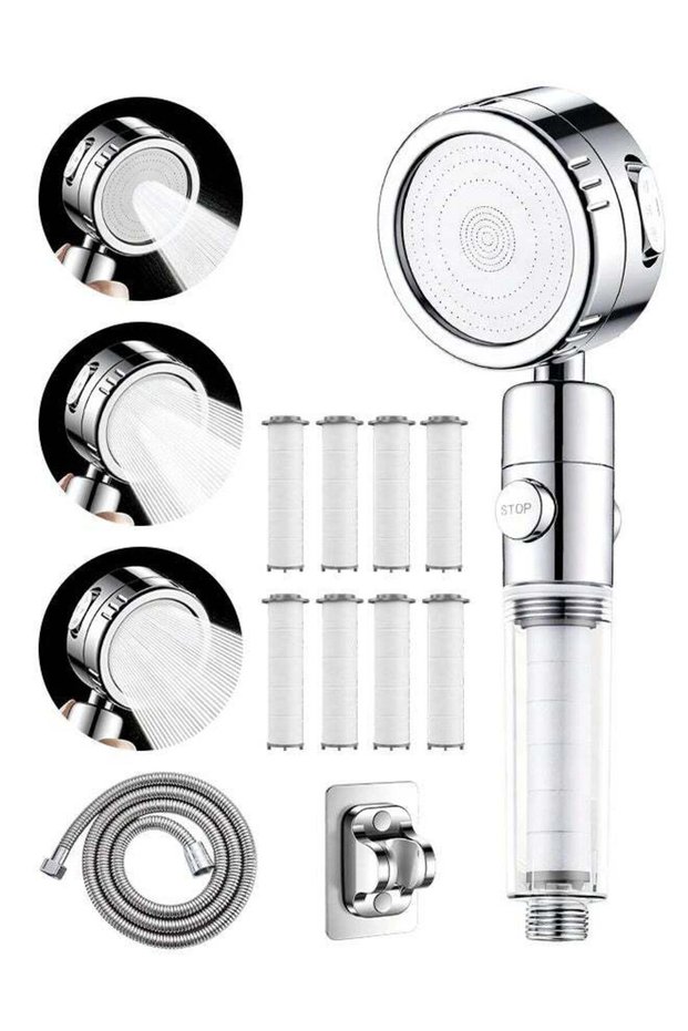 High Pressure Filter Shower Head, 3 Spray Modes Handheld Shower with Stop Button, 6‑Stage Water Pur