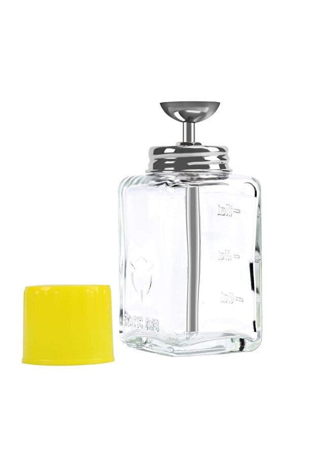 Pump Bottle Dispenser, 6oz 180ml Clear Glass Refillable Push Down Bottle with Dust Cover for Nail P