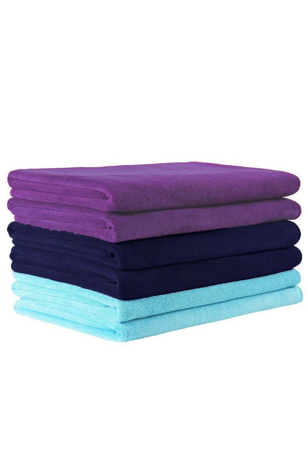 6-Piece Microfiber Bath Towels Set 70*140cm, Soft, Durable, Super Absorbent and Fast Drying, Navy/P