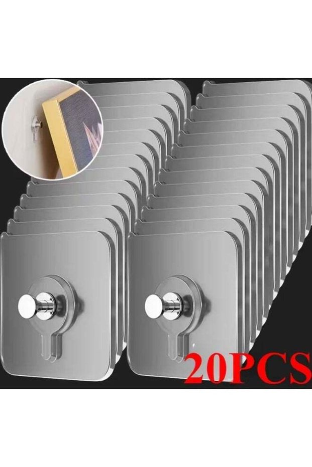 20 Modern Wall-Mounted Utility Hooks, No Drilling Strong Adhesive, Waterproof Plastic Hooks for Pho