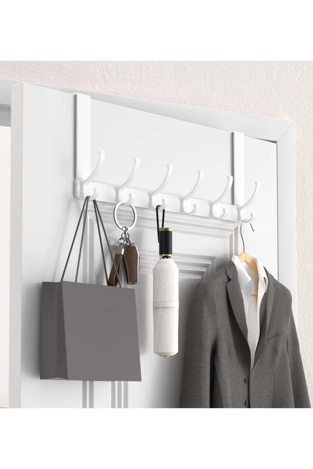 Over The Door Hooks Hanger with 7 inches Extended Arms, Fits 1 3/8" Doors, F18U, Bathroom Towel Rac