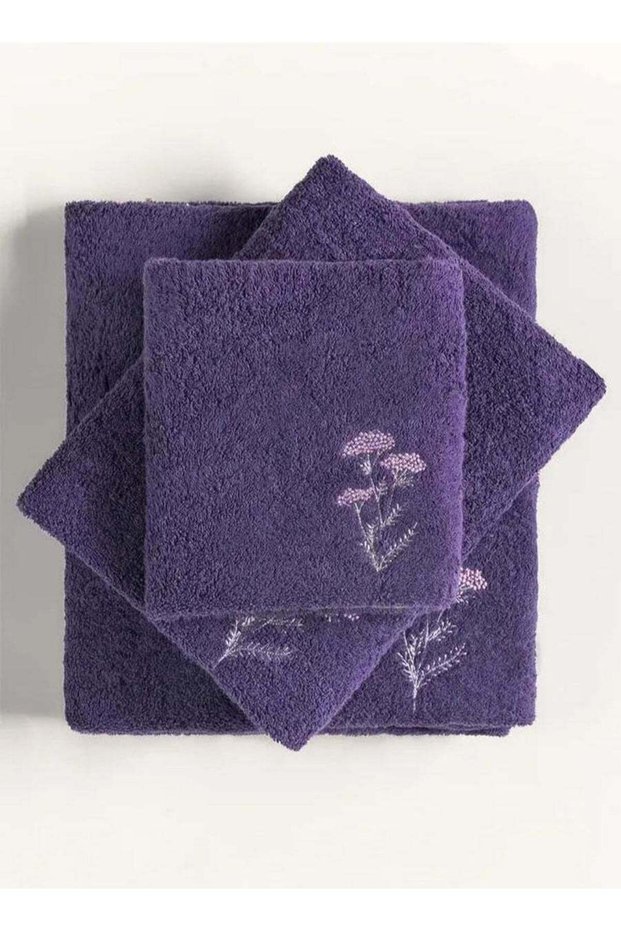 Crimson Combed 3pcs Embroidered Towel Set