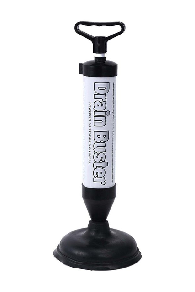 Manual Drain Buster Sink Toilet Plunger Black/White