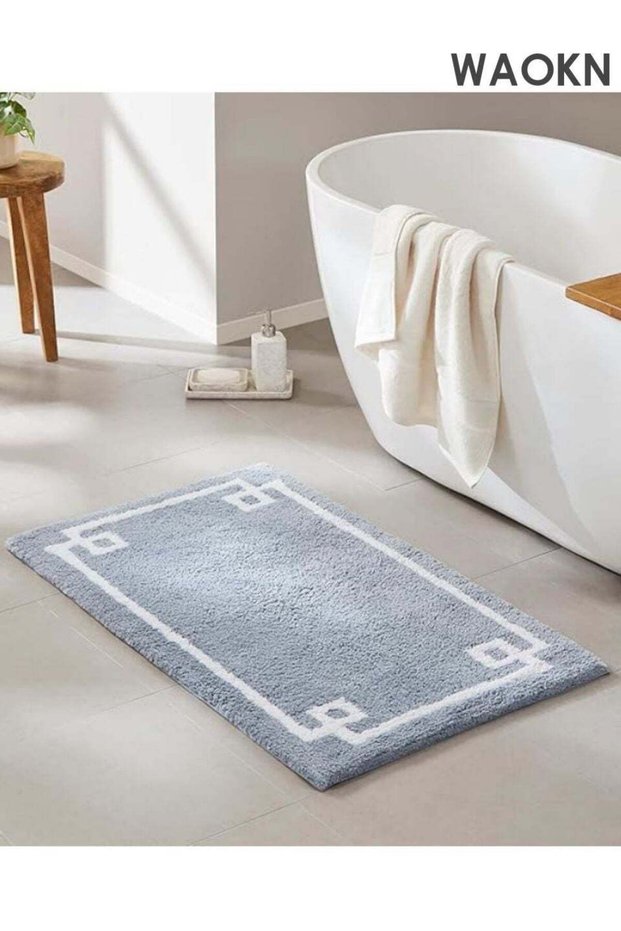 100% Cotton Bathroom Rug , Non Slip Backing-Luxrurious Tufted Plush Bath Mat Absorbent , Quick Dry