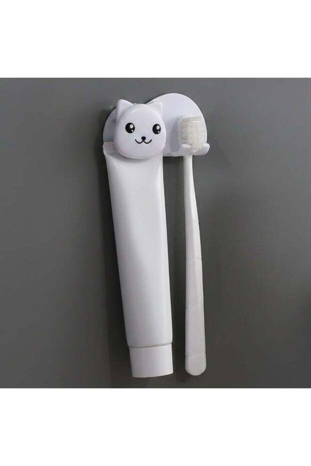 Wall Mounted Toothbrush Holder, Cat Shaped Bathroom Organizer with Cups, Toothbrush and Toothpaste