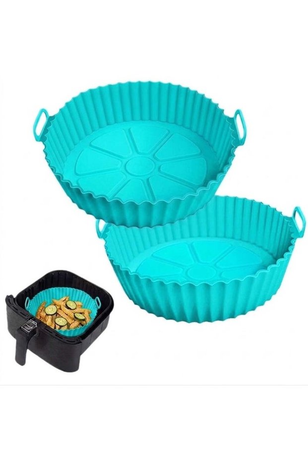 Silicone Air Fryer Liners 2 Pieces – Reusable Non-Stick Air Fryer Pot Liners, Food-Grade Heat Resis