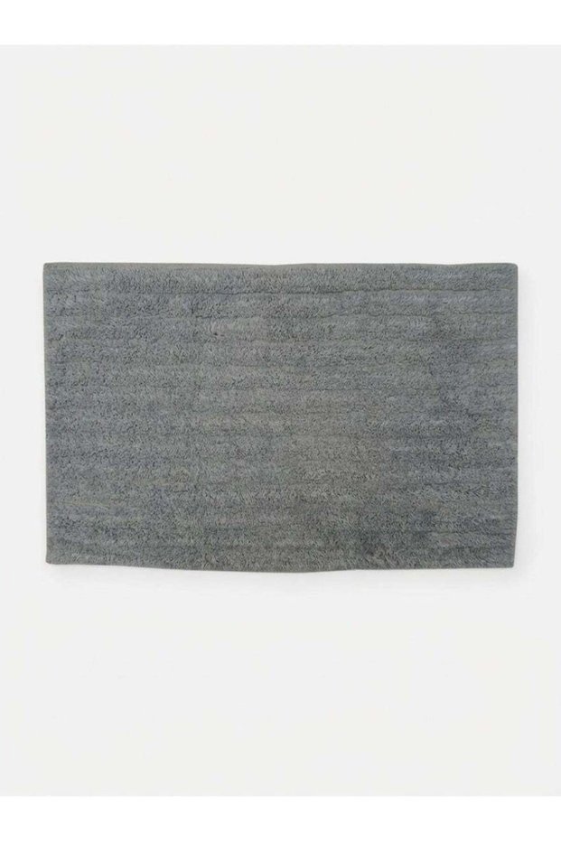 50 x 80 cm 100% Pure Cotton Silver Stripes Tufted Cotton Bathmat with Anti-Skid Backing, Absorbent