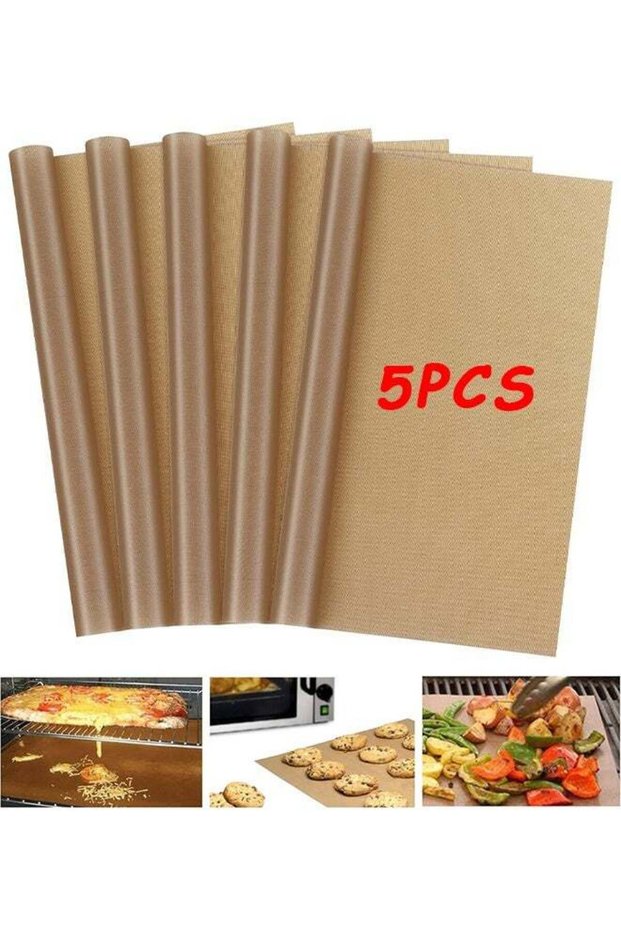 5 Packs Teflon Sheets For Baking, Oven Grill Mat Teflon Sheet For Heat Press Transfer Non-Stick Pap
