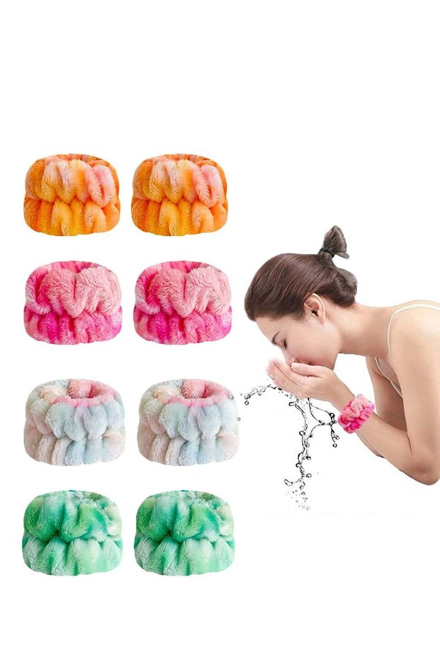 8 Pcs Microfiber Wrist Bands for Washing Face, Spa Wrist Washband Sweatband revent Water from Spil