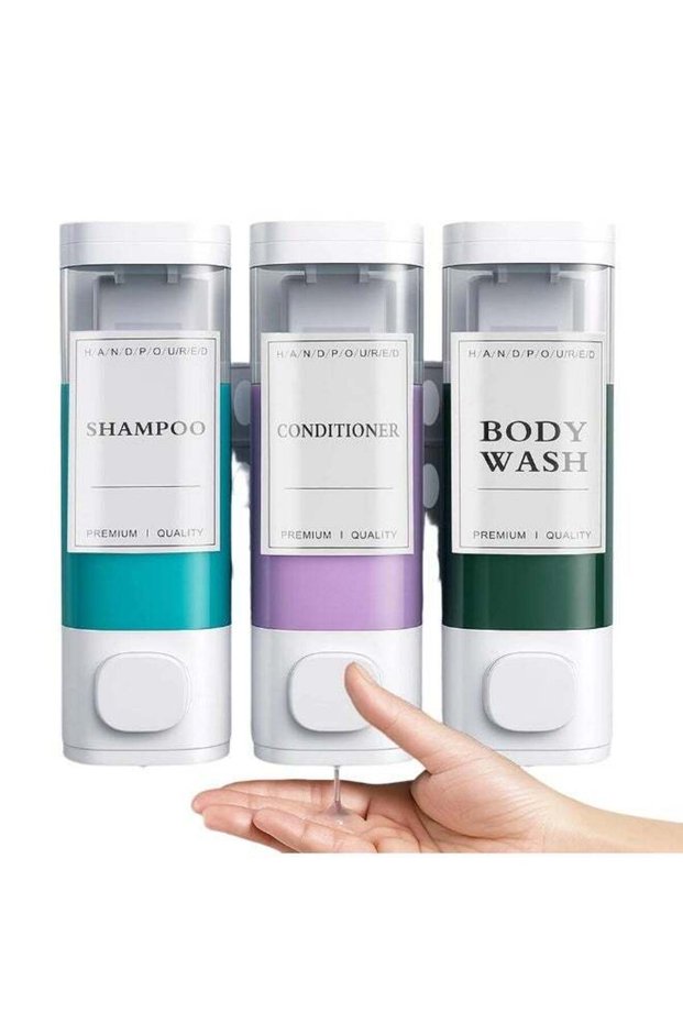 FDTY 3Pcs Shampoo and Conditioner Dispenser Wall Mounted Shower Soap Dispenser,3 * 300ml,No Drill W