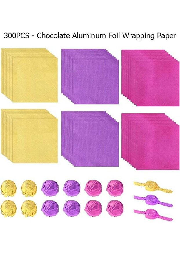 Foil Candy Wrappers - 300 Pieces 3.14*3.14 inches Golden Aluminium Foil Candy Wrappers Square Choco