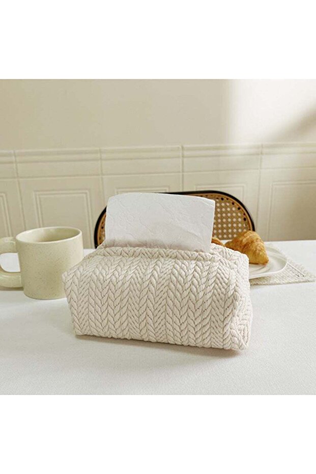 Nordic Ins Wheat Ear Texture Paper Box Cream Fabric Tissue Box Car Tissue Storage Box