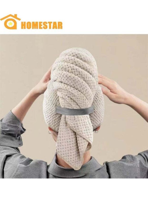 Microfiber Hair Towel Wrap for Women, Anti Frizz Hair Drying Towel with Elastic Strap, Fast Drying