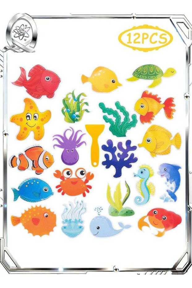 20 PCS Non Slip Bathtub Stickers, Large Anti-Slip Cute Sea Creature Stickers, Anti Slip Safety Show