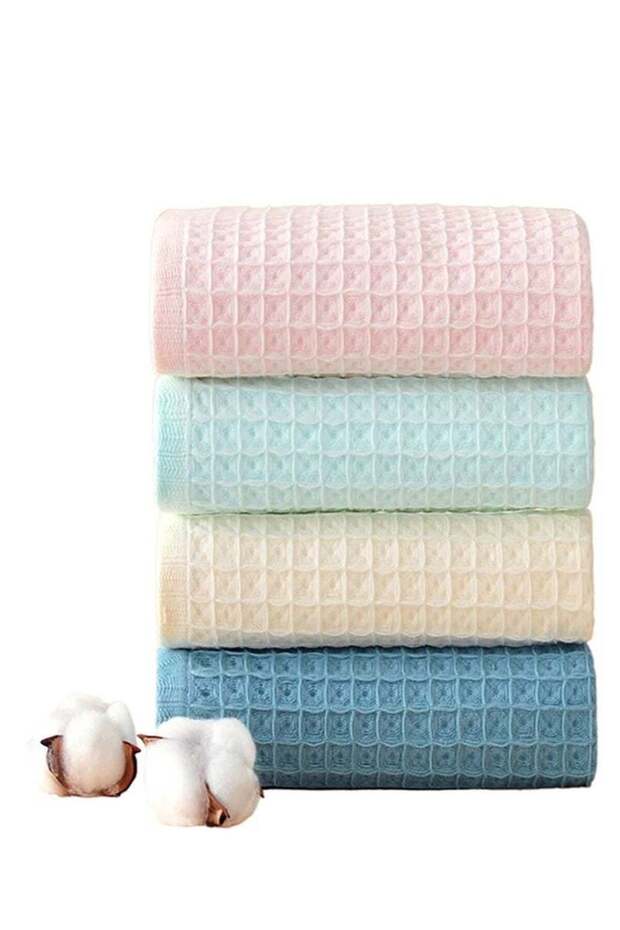Soft Bath Towel Set, 4 Size 100% Cotton Waffle WeaveTowels for Bathroom, Hotel, Spa, Beach and Gym(
