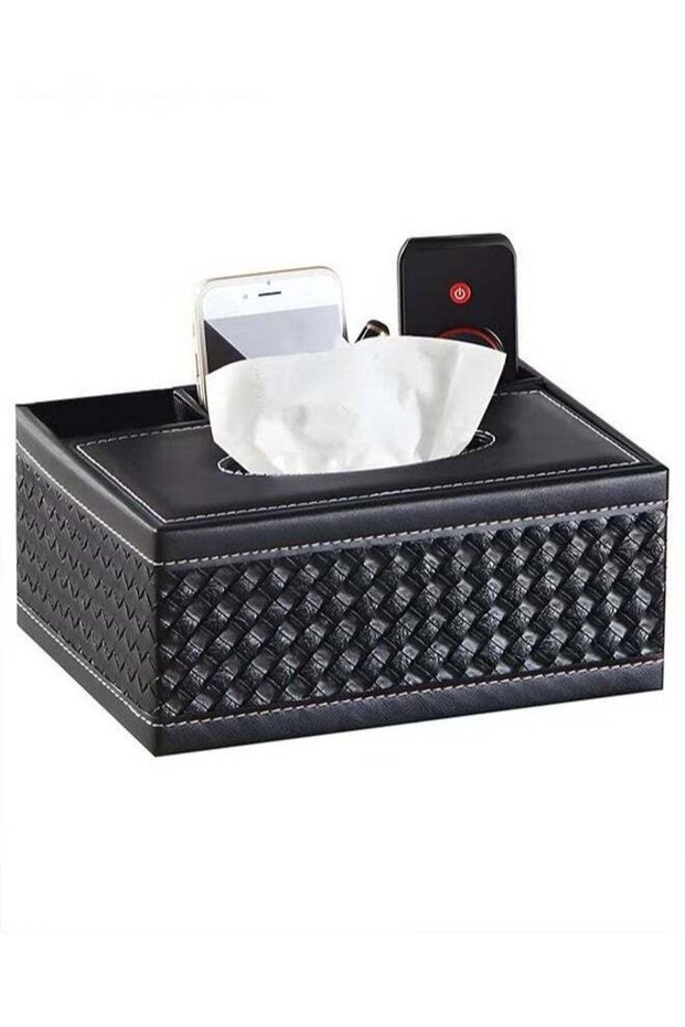 Rectangular Tissue Box Cover,Leather Facial Tissue Organizer Box Holder,Multifunctional Remote Cont