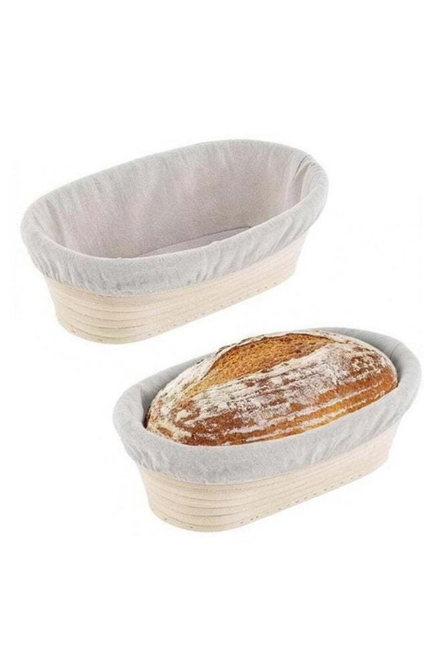 2 Pack Oval Linen Cotton Proofing Basket Liner Reusable Washable Dough Banneton Cloth Cover For Hom
