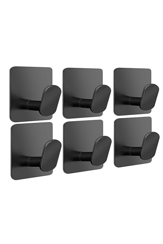 6 Pcs Adhesive Hooks, Wall Hooks Stainless Steel, Adhesive Wall Hooks for Shower, Bathroom, Kitchen