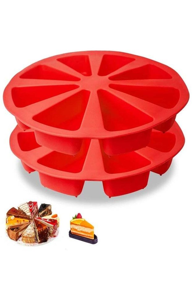 2 Pcs Silicone Triangle Cake Pan - 8 Cavity Pizza Scone Mold, for Brownies, Muffins, Cheesecake, Co