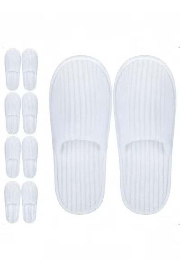 5 Pairs Disposable Adult Guests Slippers, Closed Toe Bulk for Shoeless Home Multicolor Cotton Slipp