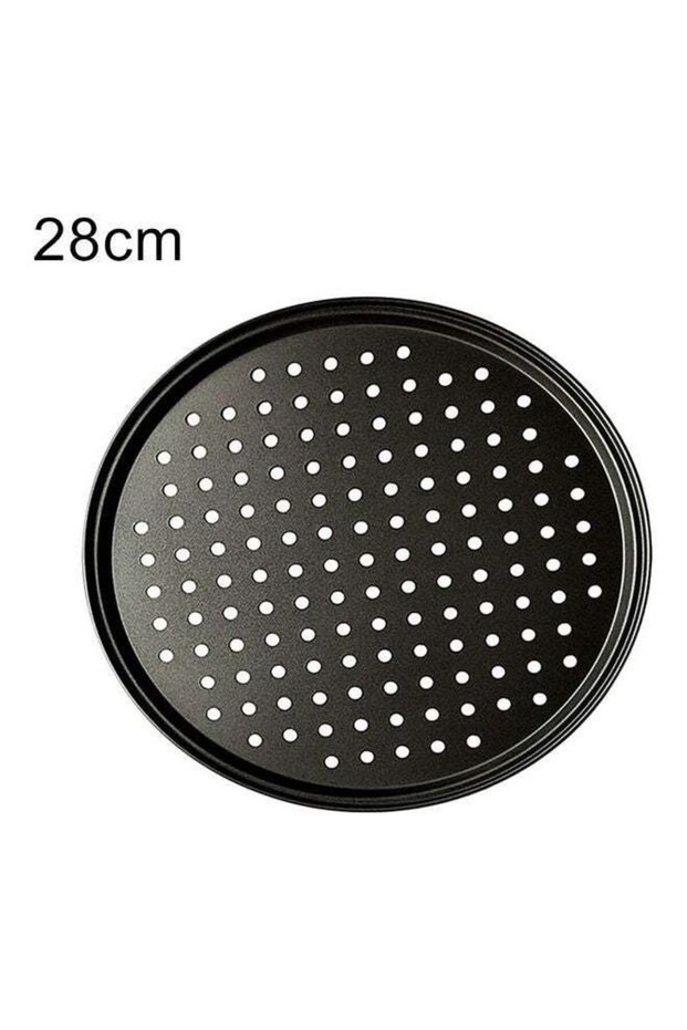 Stainless Steel Non-Stick Pizza Baking Pan Black 28cm