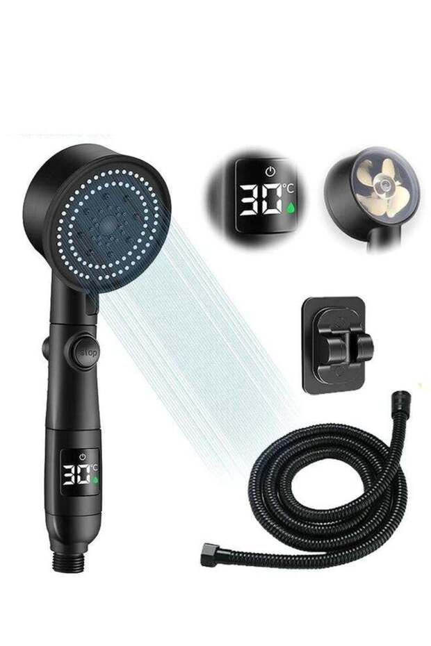 LED Shower Head with Handheld, High Pressure Shower Heads Set, 3-Color Water Temperature, 5 Spray M