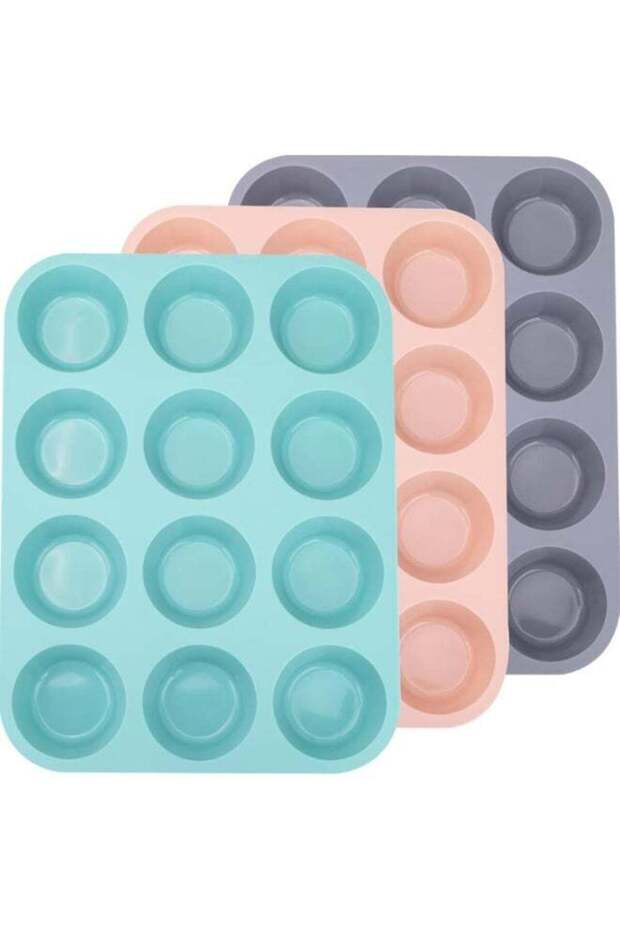 3 Pack Silicone Mini Muffin Pan,12 Cups Mini Muffin Pan, Nonstick Food Grade & BPA Free Silicone Mu