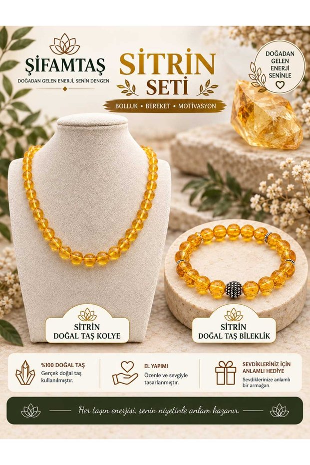 Citrine Natural Stone Set (Bracelet and Necklace)
