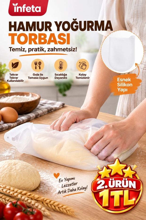 Medium Size Transparent Silicone Dough Kneading Bag for Bread Pasta Ravioli Dough