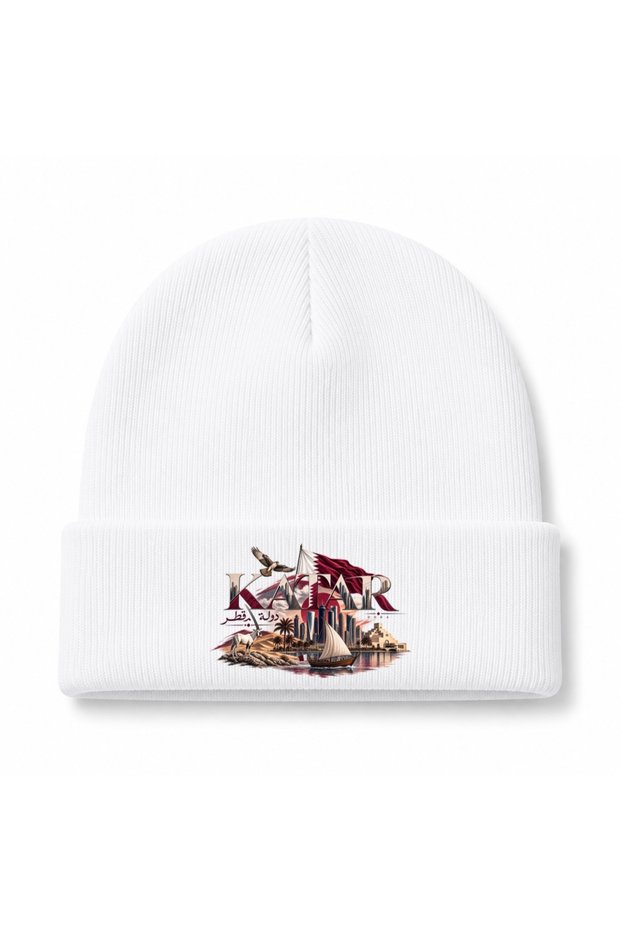 Qatar Desert Horizon Falcon & Doha Graphic Beanie