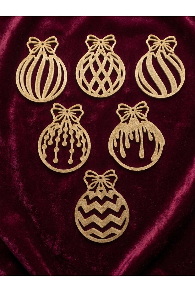 Set of 6 Platinum Gold Christmas Tree Ornaments Decorative Pine Tree Ball Ornaments New Year Concept