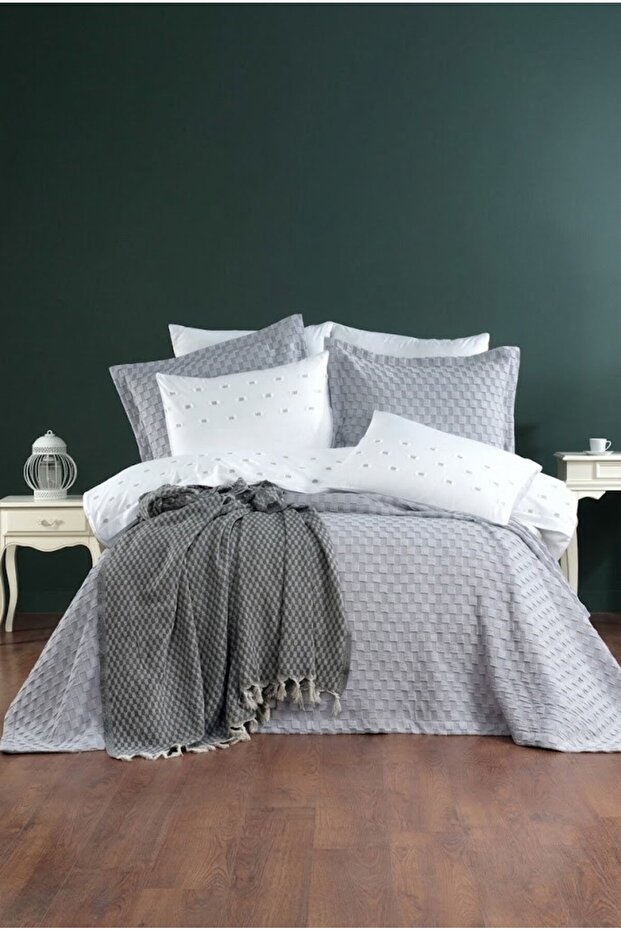 Concept Duvet Cover Set + Bedspread Set 10 Pieces - Gray