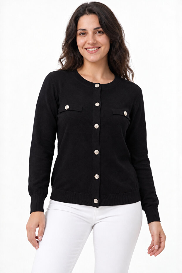 Women's Buttoned Mercerized Knitwear Cardigan