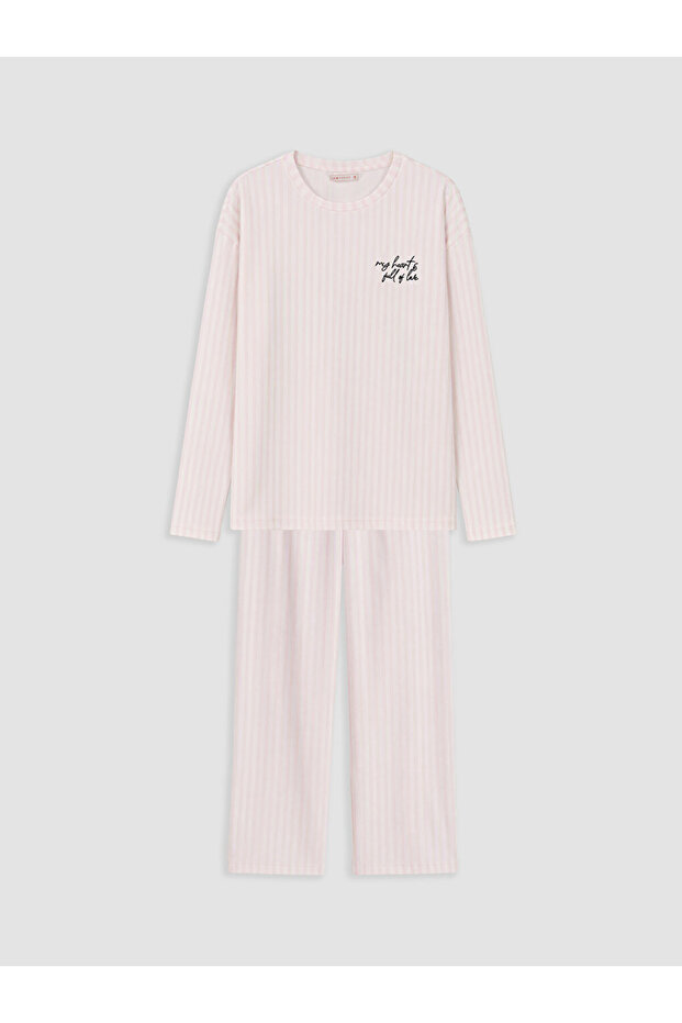 Esvab • Modern & Distinctive Zero Roba Collar Striped Women's Pajama Set