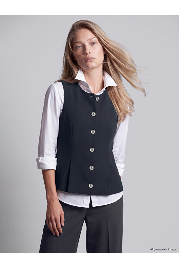 Navy Blue Crew Neck Women's Classic Vest