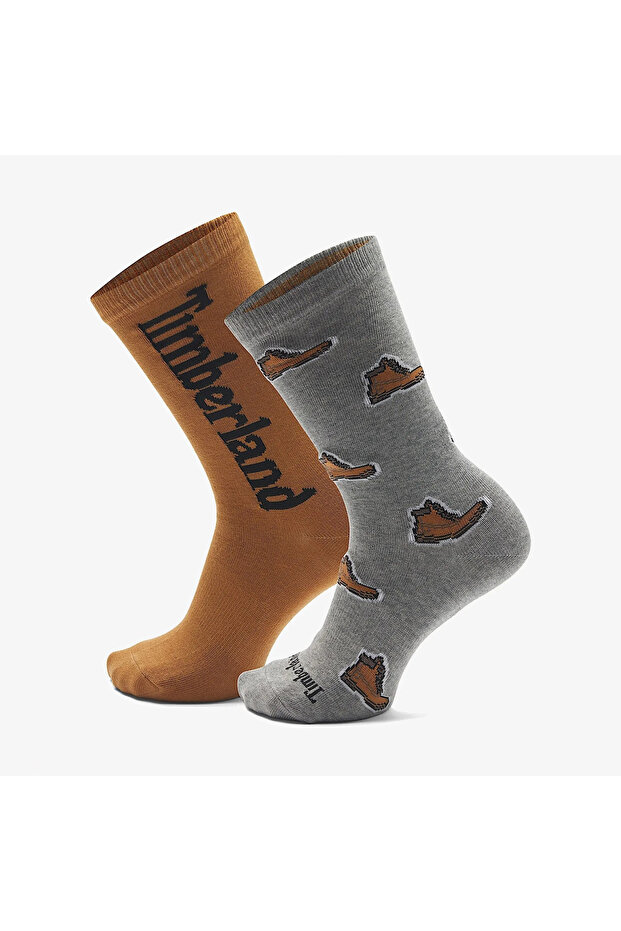 Hampshire 2 Pack All over Print Boot Cre Unisex Dark Gray Socks