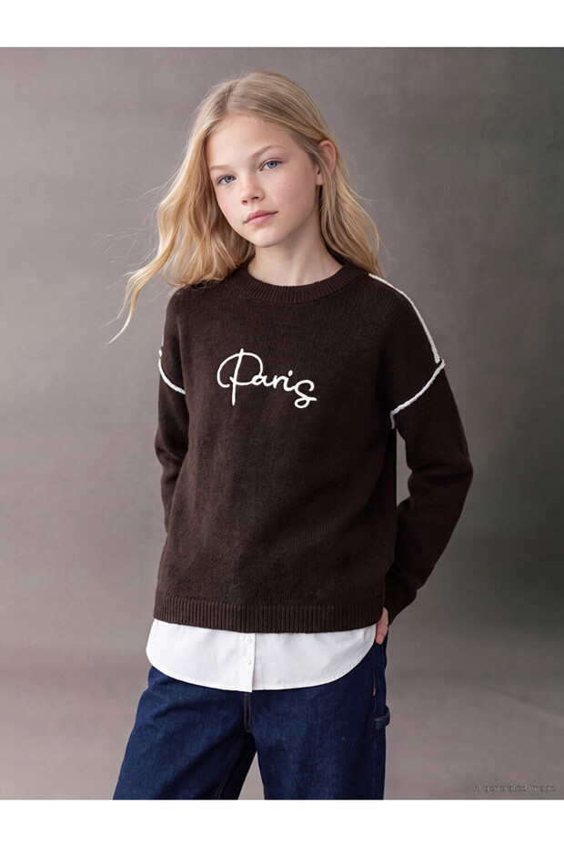 Esvab • Modern & Distinctive Paris Embroidered Girls' Knit Sweater
