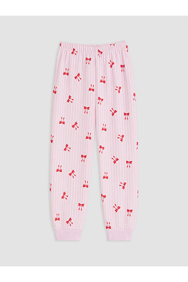 Özmarka New Season Pink Patterned Girls' Pajama Bottoms