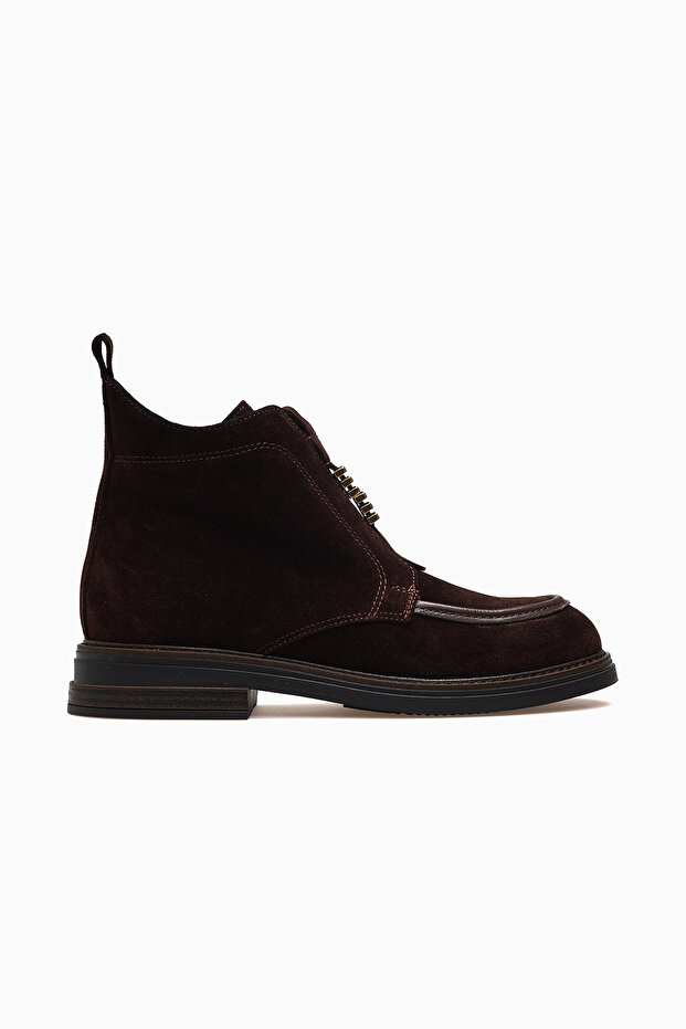 Women's buckle detailed leather boot 26k d26kb-1960 brown suede