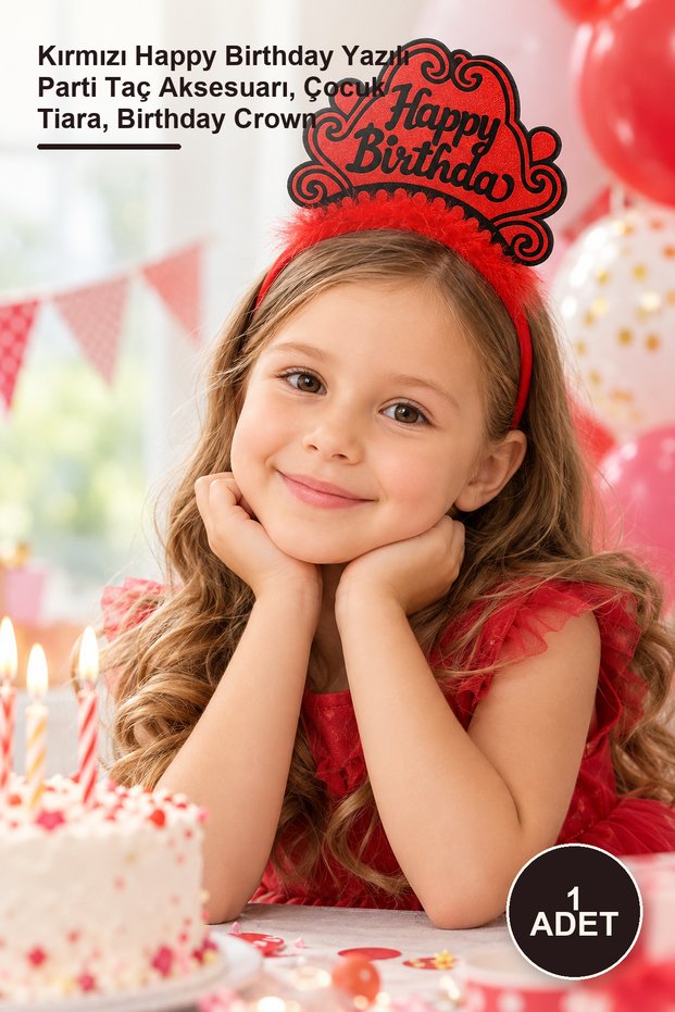 1 Piece Princess Birthday Crown – Red Happy Birthday Written Party Crown Accessory, Children's Tiara, Birthday Crown