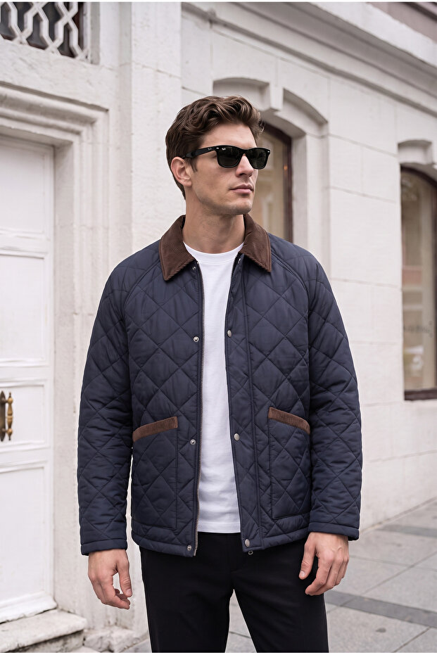 Retro Velvet Collar Quilted Jacket/Mantle