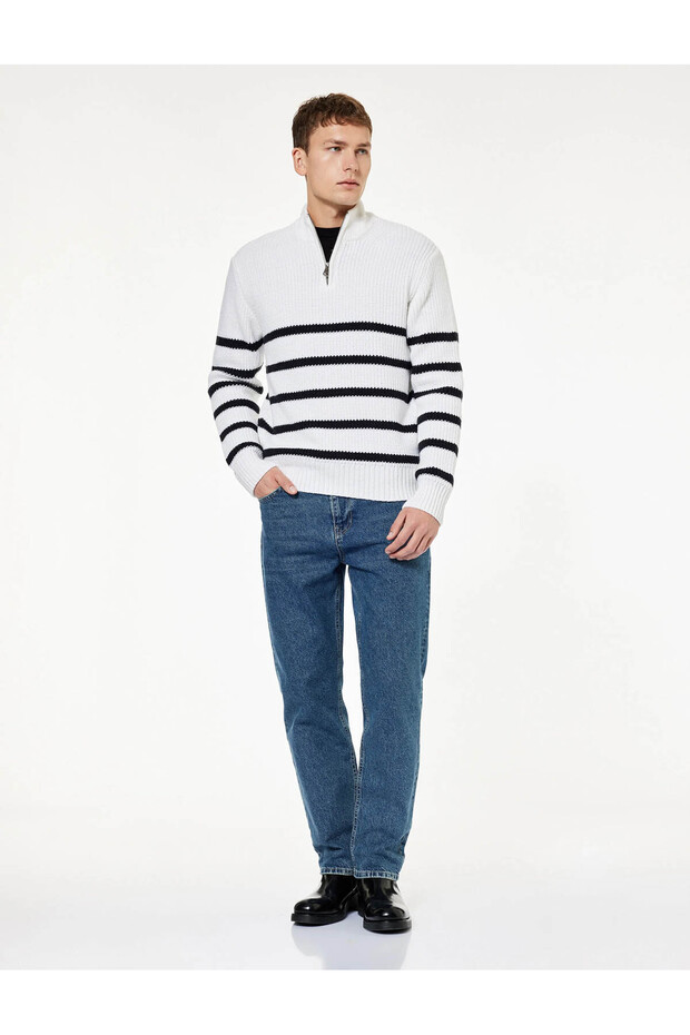Normal Waist Cotton Vintage Straight Fit Dark Indigo Young Men's Jean Trousers 7Wam40055Nd