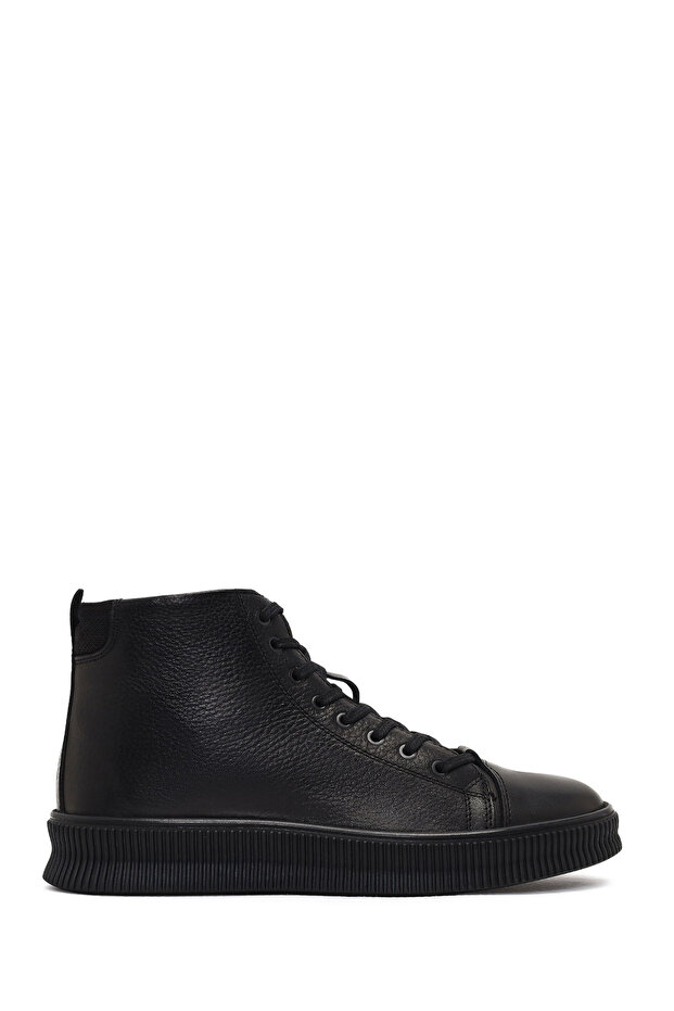 Men's Black Lace-Up Zippered Leather Sports Boots Wm600006Df
