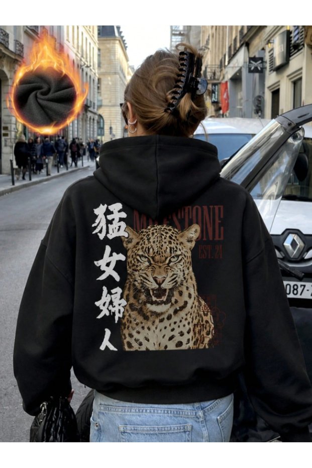 Unisex Men'S/Women's Custom Leopard Printed Hooded Cotton Sweatshirt