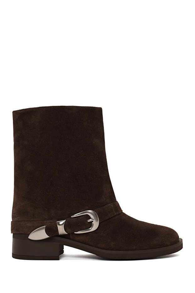 Women's Mink Buckle Suede Leather Boots Wf180030Ds