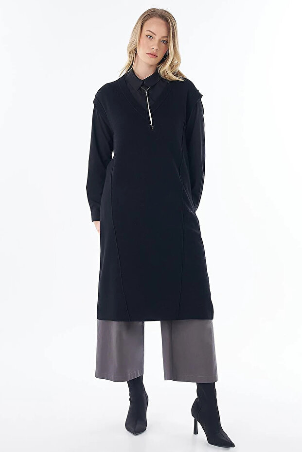 Sewn Detailed Knitwear Sweater Black