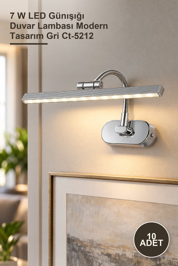 10 Pieces Ct-5212G Swan Sconce – 7 W Led Daylight Wall Lamp Modern Design Gray Ct-5212